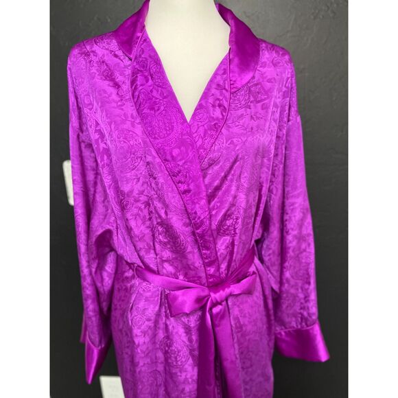 Victoria’s Secret Gold Label Purple Satin Jacquard Long Robe - Women’s Size M/L - Picture 5 of 10
